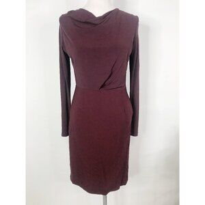 MM Lafleur Dress Women 6 Small Red Burgundy Wool Blend Draped Cowl Neck Business